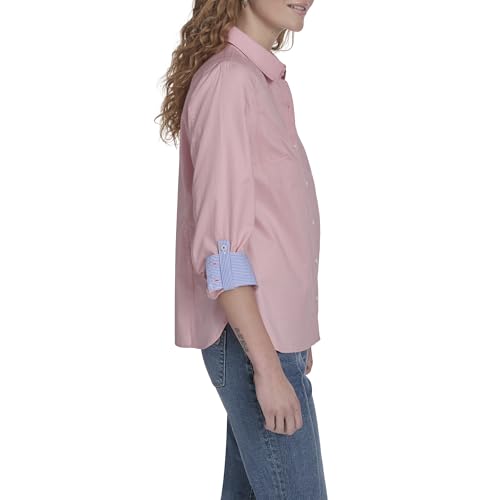 Image of Nautica Women's Button Front Long Sleeve Roll Tab Shirt