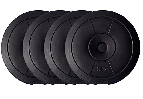 Image of VP.V.C Weight Plates, Filled with Concrete, Vinyl Standard Weights Plates, Set for Weight Lifting, Home Gym Fitness Workout (Color : Black) (Shape : Button)
