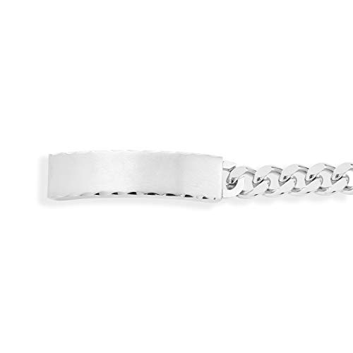 Speidel Men's Id Bracelet With Faceted Edge Brushed Plaque Silver Tone #TOP1