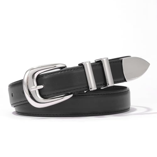 Women Leather Belts Fashion Skinny Durable Waist with Adjustable Gold Silver Buckle for Jeans Pants Dresses