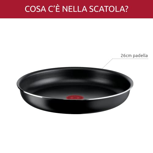 Lagostina Ingenio Essential Plus Padella Ø 26 cm, Padella Antiaderente in Alluminio per Gas e Forno, con Indicatore di Cottura Thermosignal, Utilizzabile con Manico Removibile (non incluso)