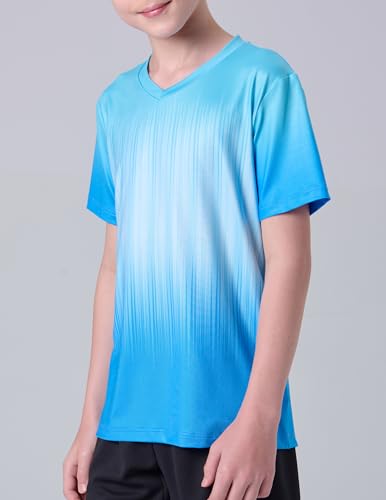 Image of 5 Pack Youth Boys Athletic Dry Fit T Shirts | Lightweight Short Sleeve Tees, Comfy Stretch, Regular Fit, for Teen Kids, Running Soccer Back to School