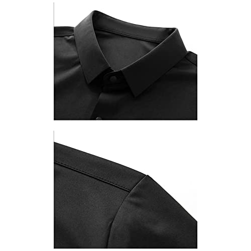 Men's Seamless Fit Long Sleeve Lapel Business Shirt Casual Button Down Dress Shirts Stylish Wrinkle-Free Shirt4