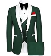 Wangyue Mens Tuxedo Suit for Men 3 Piece Suit Men Slim Fit Suits One Button Shawl Lapel Wedding S...