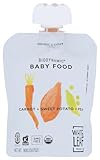 White Leaf Provisions Organic Purees / Baby Food Pouches - Fruits, Veggies & Grains, Toddler snack, Regeneratively Farmed, No Added Sugar, Non-GMO, BPA-Free Pouches 3.17 oz (Pack of 24, Carrot + Sweet Potato + Pea