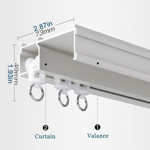 Rail double de rideau ajustable avec cantonnière pour plafond et mur