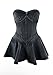 SHINFY Women's Summer Denim Dress Sexy Off Shoulder Strapless Bustier Corset Tube Pleated Mini Jean Dress Black