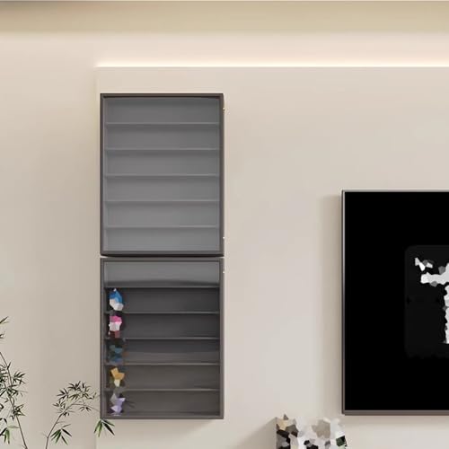Wandmontierte Vitrine für Sammlerstücke, transparente Glastüren, dekoratives Aufbewahrungsregal für Schlafzimmerdekoration