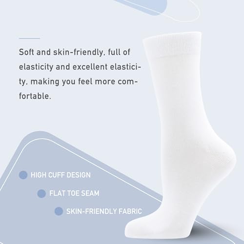 Women's Soft Thin Viscose Bamboo Crew Socks, Fit Stretchy Casual, Business, Dress Calf Sock 5 Pairs2