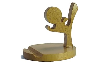 AMAZON - E-SHIDAI Solid Wood Kungfu Kid Desktop Mobile Phone Bracket, Gift Wood Base, Tablet Mobile Phone Base, Business Card Shelf, memo Shelf and Other Practical Scenes