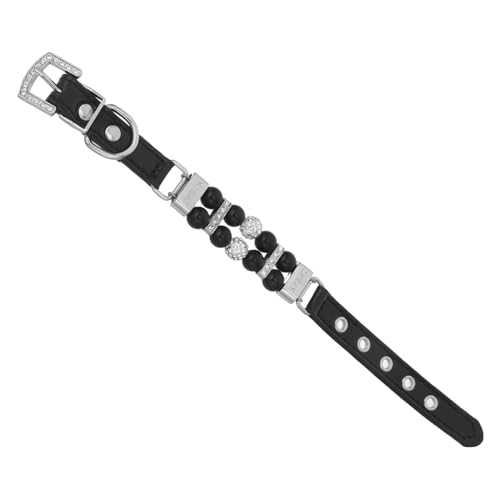 UPKOCH Perlenhalsband für Hunde und Katzen Verstellbares Design Weiches Pu-Material Edle Perlen und Kristall-Details für Kleine Hunderassen und Anlässe
