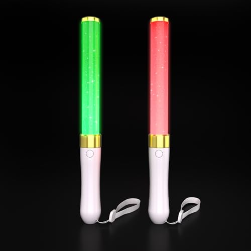 Bsgifts LED Light Sticks 2 Pack 15 Colors Reusable Glow Sticks Glow Party Supplies for Wedding Birthday Raves Halloween Christmas New Year with AAA Battery