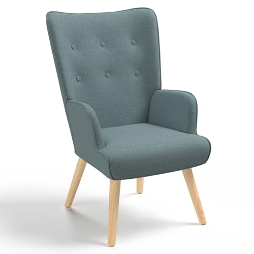 IDMarket - Fauteuil scandinave Ivar en Tissu Vert Eucalyptus
