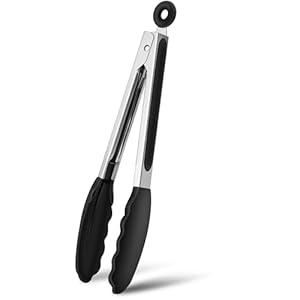 Pinze da Cucina, 26 cm Pinza Alimentare con Punta in Silicone Pinza Cucina Resistente al Calore Pinza Professionale per Cottura, Barbecue e Friggitrice ad Aria
