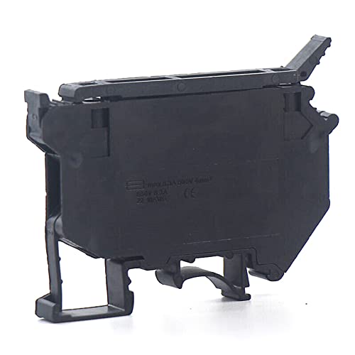 Aerexier - 10Pcs UK5-HESI (UK5RD) DIN Rail Fuse Disconnect Terminal Block Screw Clamp with RO55 Fuse Tube 5x25mm 6A - Black