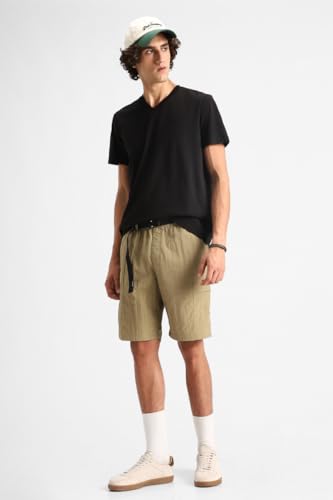 Image of SNITCH Men Casual Shorts | Regular Fit Mid Rise Solid Design | Lightweight 100% Nylon with Smooth Texture & Utility Pockets for Summer & Casual Wear
