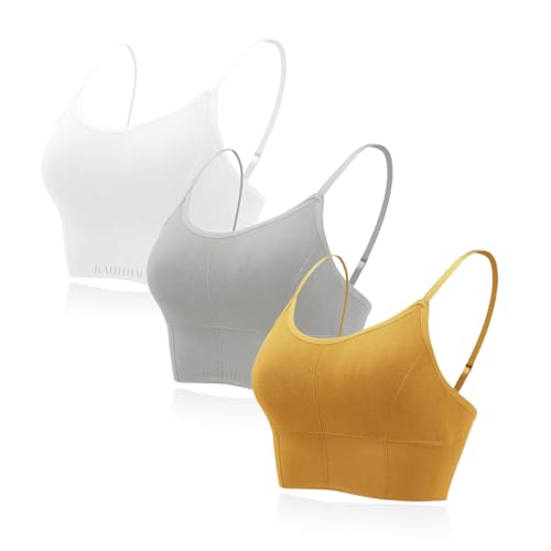 Image of Kaththai Women Cotton Padded Wire-Free Sports Bra with Adjustable Straps Soft Padded Push-Up Bra for Yoga, Fitness (Free Size Bra Fit Up to 28,30,32,34)
