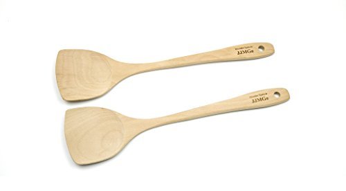 image for Wood Wok Spatula Cooking Utensils JJMG® Kitchen Handcrafted Curved St