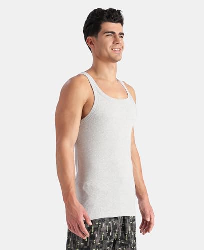 Image of Jockey US26 Men's Regular Fit Super Combed Cotton Rib Square Neckline Gym Vest