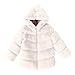 Girls Faux Fur Jacket Plush Sherpa Teddy Coat with Hood Toddler Winter Coats Warm Fuzzy Trendy (White, 3-4 Years)