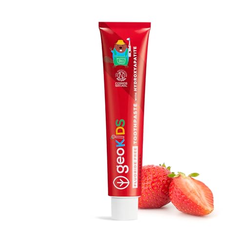 Georganics Kids & Baby Strawberry Toothpaste 75ml Natural Fluoride-Free with Hydroxyapatite Vegan SLS-Free Plastic-Free Safe from 6 Months+