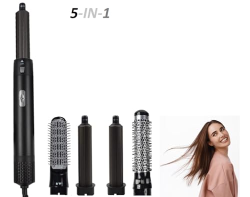Image of Hair Dryer Brush 5 In 1 Multifunctional Hair Curly Hot Air Styler, The 5-In-1 Hot Air Brush Experience (Black Color), 1250 Watts