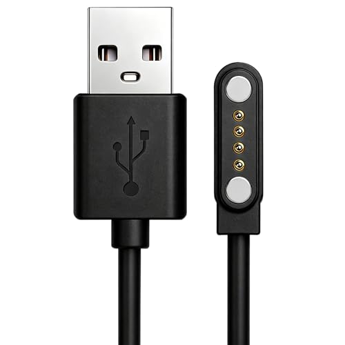 Syluxa Cargador Reloj Inteligente Universal Magnético USB Cargador Smartwatch 4 Pines Espaciad 2.54mm, Distancia total 7.62 mm Seguro y fiable, para Smart watches,negro