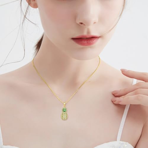 LUHE Pineapple Necklace 925 Sterling Silver Dainty Pineapple Pendant Necklace Jewelry Gift for Women Teens2