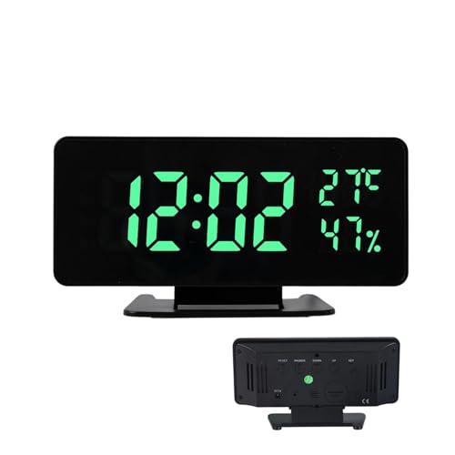 Reloj digital - Reloj despertador digital con pantalla de humedad - Reloj de noche portátil con modo de repetición para escritorio, mesa, mesita de noche