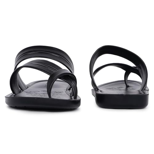 Image of FLITE PUG-176 Men's Slippers Black Tan | Lightweight EVA Sole Anti-Skid Flip Flops | Comfortable Casual Chappal for Men Indoor Outdoor