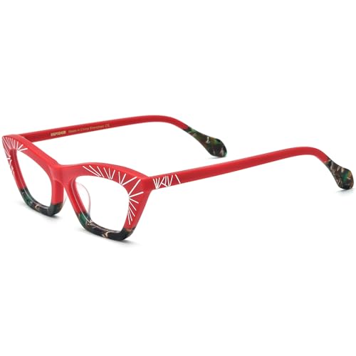 Image of HEPIDEM Multicolor Acetate Glasses Frame Women Cat Eye Eyeglasses Men Optical Spectacles 9291