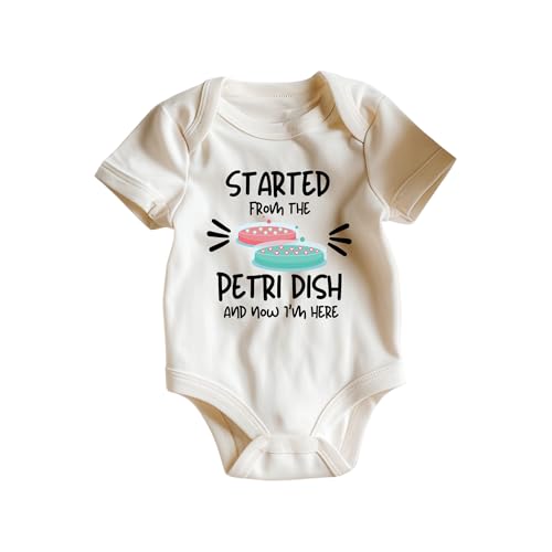 Image of Started From The Petri Dish and Now I'm Here Onesie, IVF Baby Announcement Bodysuit