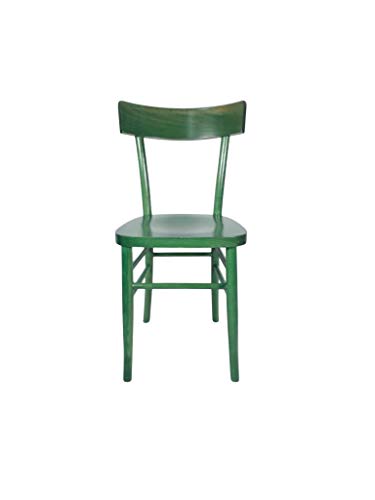 Sedia Milano, Storica e Vintage, in Legno Massello, Vari Colori Disponibili, Ristorante Casa Cucina Sala Interno, 100% Made In Italy (Verde, Anilina)