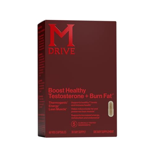Mdrive Boost and Burn Testosterone Booster and Fat Burner for Men, Energy, Strength, Stress Relief, KSM-66 Ashwagandha, Advantra Z, Chromax, 60 Capsules