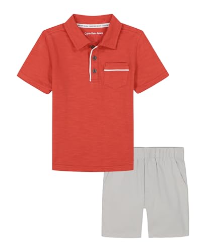 Image of Calvin Klein Boys' 2-piece Short Sleeve Polo Shirt and Shorts Set