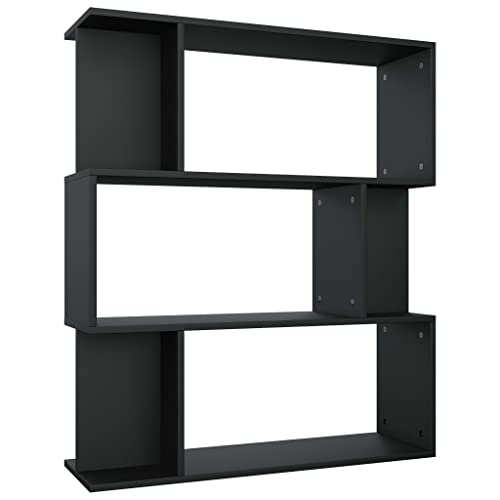 vidaXL Bibliothèque Séparateur de Pièce Etagère à Livres Cloison de Séparation Meuble de Rangement Salon Chambre Bureau Noir Aggloméré