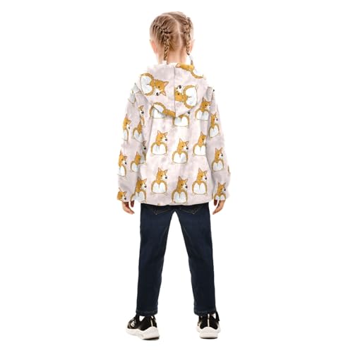 OTVEE Seamless Corgi Dog Cute Animal Kids Hoodie Jacket Fall Spring Full Zip Warm Outwear Coat4