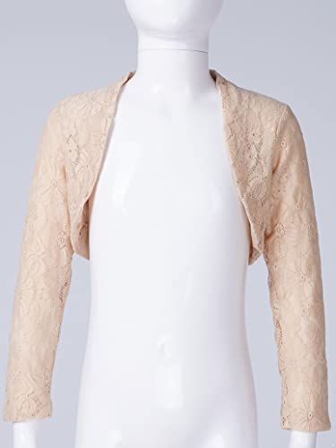 Girls Floral Lace Long Sleeve Cropped Cardigan Bolero Shrug Wedding Bridesmaid Dress Accessories3