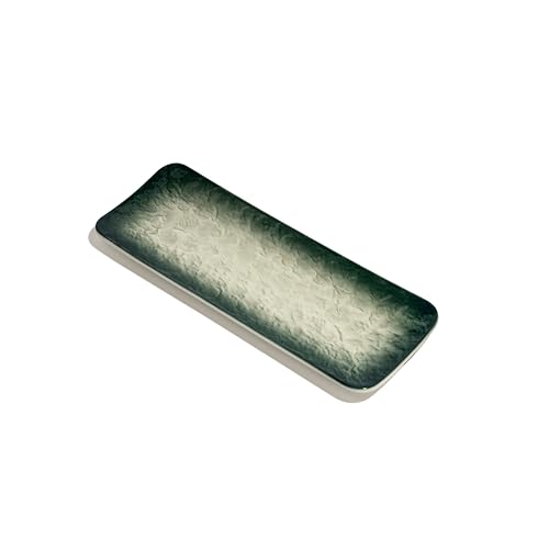Image of Beyond Homes Ceramic Sushi & Dimsum Tray Set of 3, 12 Inch | Long Rectangular Tray for Serving | Microwave & Dishwasher Safe | Ceramic Serving Platters for Dessert, Snacks and Momos (Green)