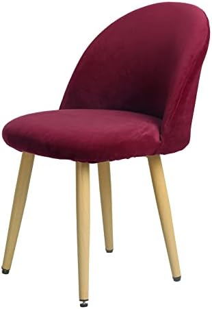 Leorate Dining Chair Cover Velvet Upholstered Side Dining Chair Cover Slipcover Curved Back Mid Century Modern Accent Dining Chair Covers for Kitchen Living Room(Wine Red)