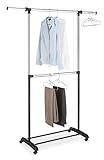 Whitmor Adjustable 2-Rod Garment Rack Black & Chrome