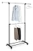 Whitmor Adjustable 2-Rod Garment Rack - Rolling Clothes Organizer - Black and Chrome