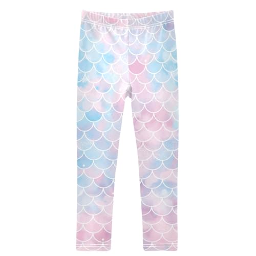 Girls' Leggings Ankle Length Printed Leggings Fantasy Mermaid Scale Soft Comfortable Pants for Kids 4-10 Years