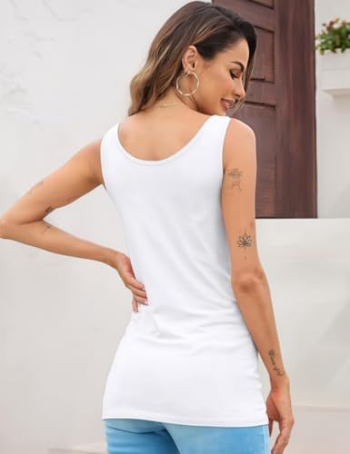 Image of H HIAMIGOS Womens 3 Packs Long Tank Tops Stretchy Cotton Sleeveless Camisole Undershirts Layering Workout Yoga Camis