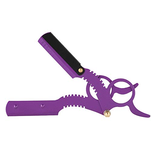Maquinilla de afeitar recta de peluquero, navaja de afeitar clásica de barbero vintage con cuchillas fáciles Mecanismo de reemplazo Afeitado de barba Navaja de afeitar profesional (Púrpura)