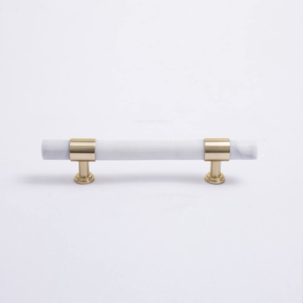 Poignée de meuble en marbre naturel laiton 96White bouton de commode cuisine T Bar
