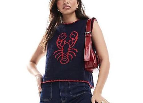 Image of Women Graphic Sweater Vest Y2k Knit Tank Top Lightweight Pullover Top