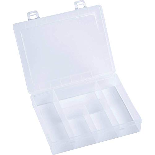 hünersdorff Sortimentskasten PP-Eco Mini mit 5 Fächern | stabile Sortierbox für Schrauben und andere Kleinteile | feste Facheinteilung | 14 x 18 x 4 cm transparent