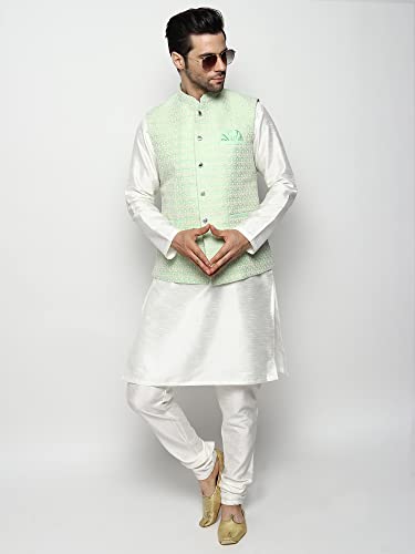 Image of Uri and MacKenzie Men's Silk Blend Kurta Pajama with Designer Ethnic Nehru Jacket /Modi Jacket