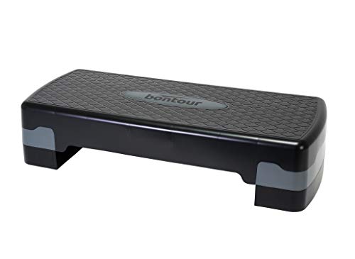 BONTOUR Stepper d'aérobic et de Fitness à 2 Niveaux (10/15cm), Step aérobic d'exercice pour Fitness à Domicile, Plateforme à Hauteur réglable (Noir/Gris) Cover